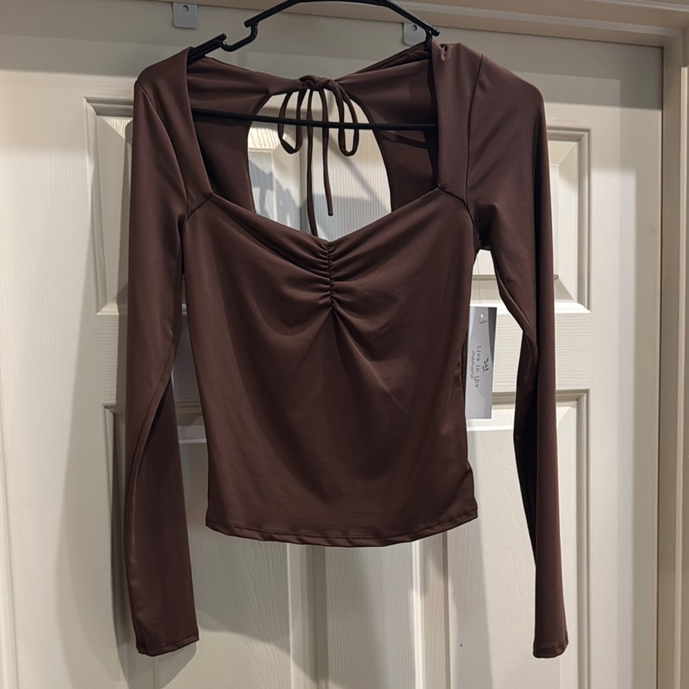 Elegant Brown Long Sleeve Top